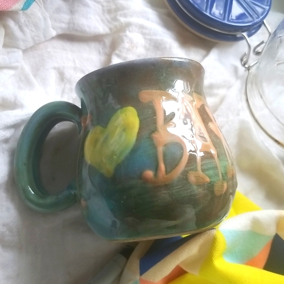 Earthworks - I ♡ Barbados Teal Pottery Mug - Picture 2 of 8